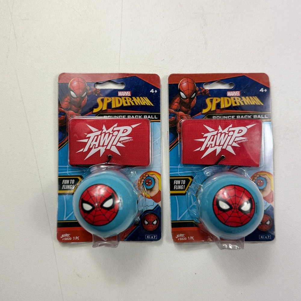 JA-RU Spider-Man Bounce Back Ball Kids Blue Red Marvel Toy 6820 NEW LOT of 2